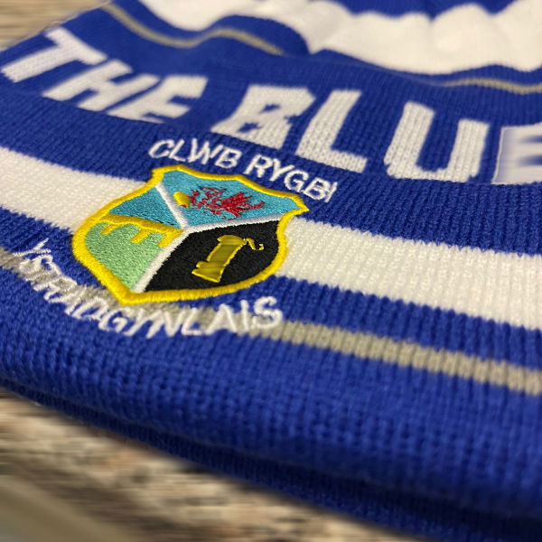 Ystradgynlais Rugby Club Striped Fan Bobble Hat Ystradgynlais Rugby Club Striped Fan Bobble Hat